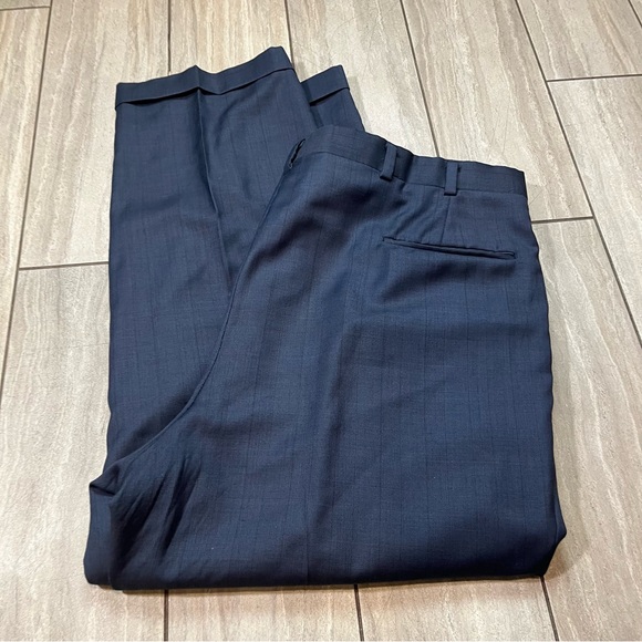 Burberry Men’s Navy Plaid Wool Blend Trouser Business Pants Size 42 - Picture 3 of 7